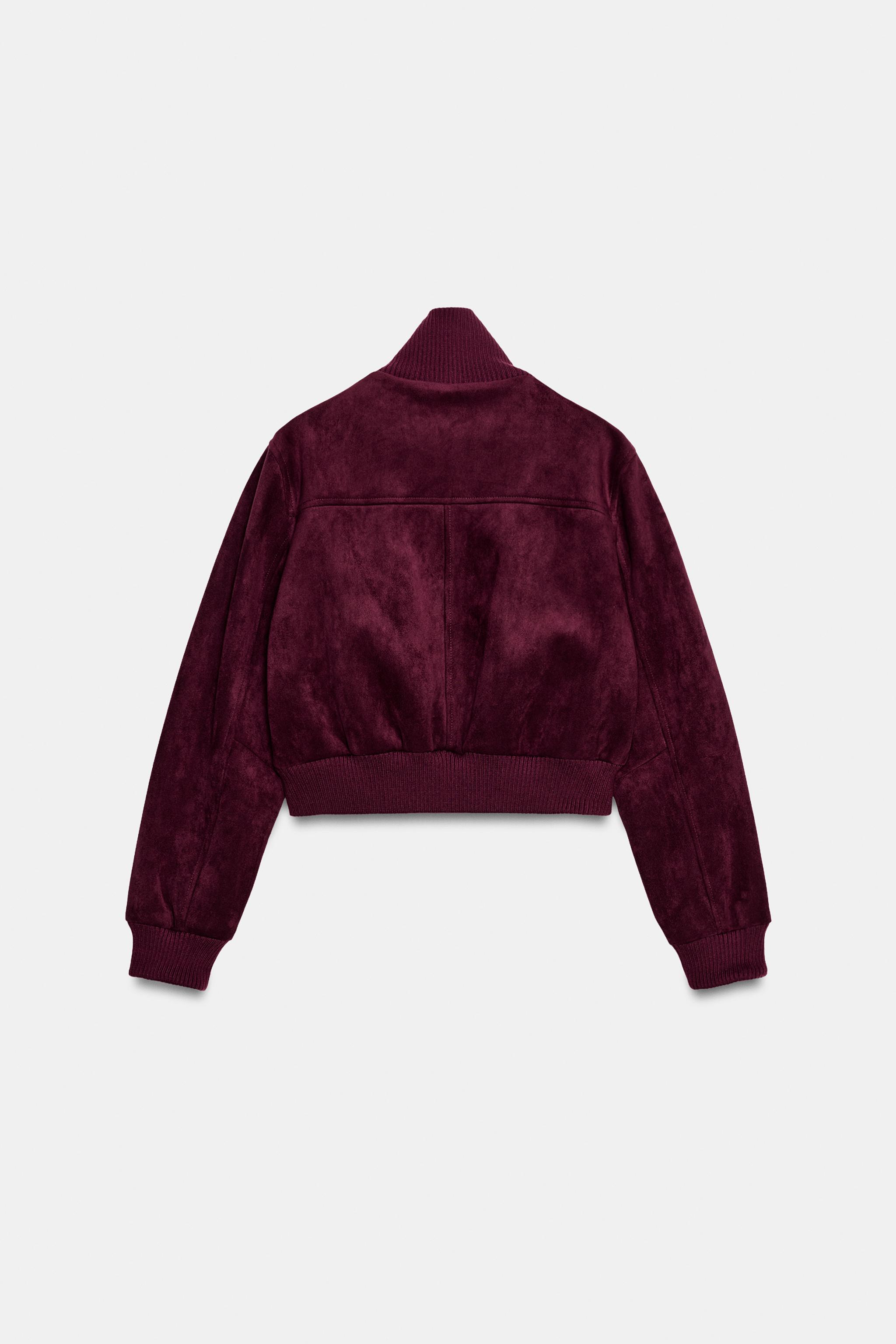 VESTE EFFET DAIM À COL MONTANT